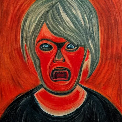 Image similar to painting of vengeance, in the style of munch, 8 k