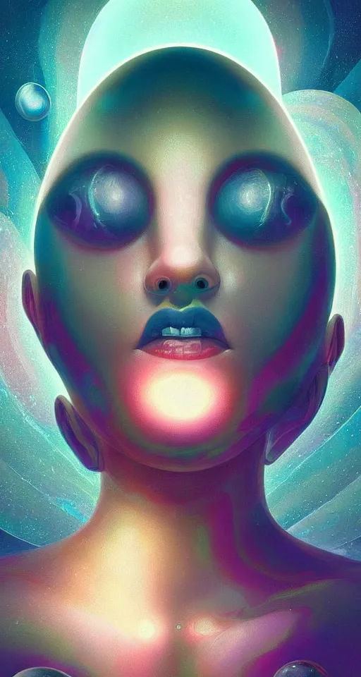 Prompt: art deco close up portait of mushroom head surrounded by spheres, like a dream digital painting cinematic dramatic fluid lines otherworldly vaporwave interesting details rule of thirds epic composition by artgerm