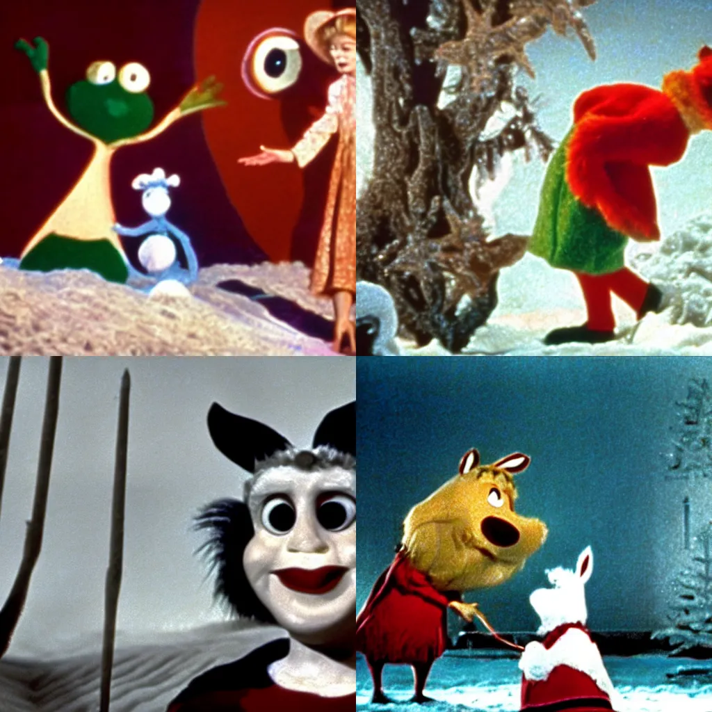 Prompt: film still of Sandman in Rudolph, the Red-Nosed Reindeer (1964)