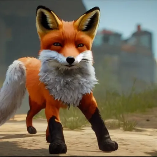 Prompt: a fox in a ps 5 game