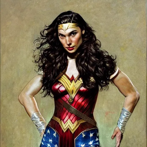 Prompt: gal gadot painted by norman rockwell