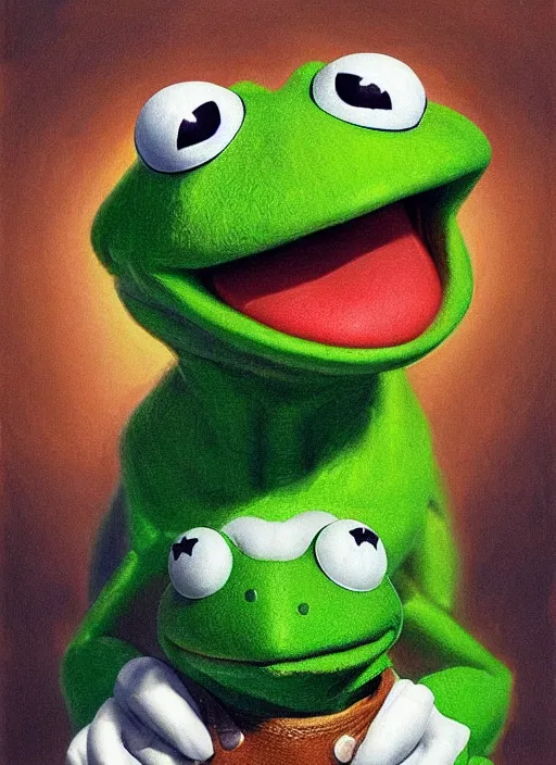 Prompt: portrait of Kermit the frog in Super Mario Bros (1993), highly detailed, centered, solid color background, digital painting, artstation, concept art, smooth, sharp focus, illustration, artgerm, donato giancola, Joseph Christian Leyendecker, Les Edwards, Ed Repka, WLOP, Artgerm