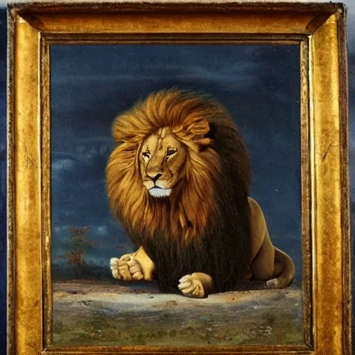 Image similar to lion, 1 9 th century painting