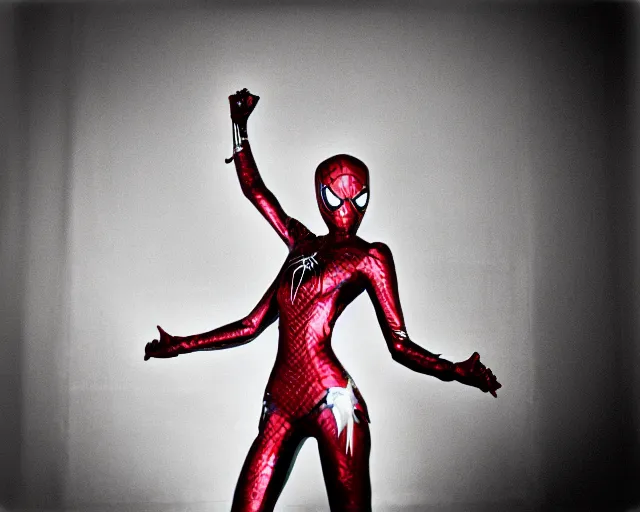 Image similar to iron spider suit, lomography lady grey