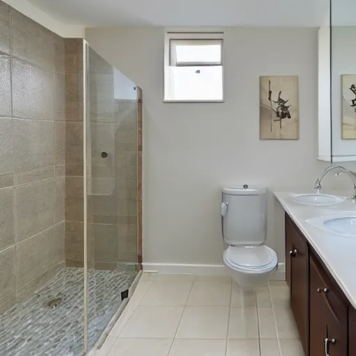 Prompt: an estate agent photo of a bathroom