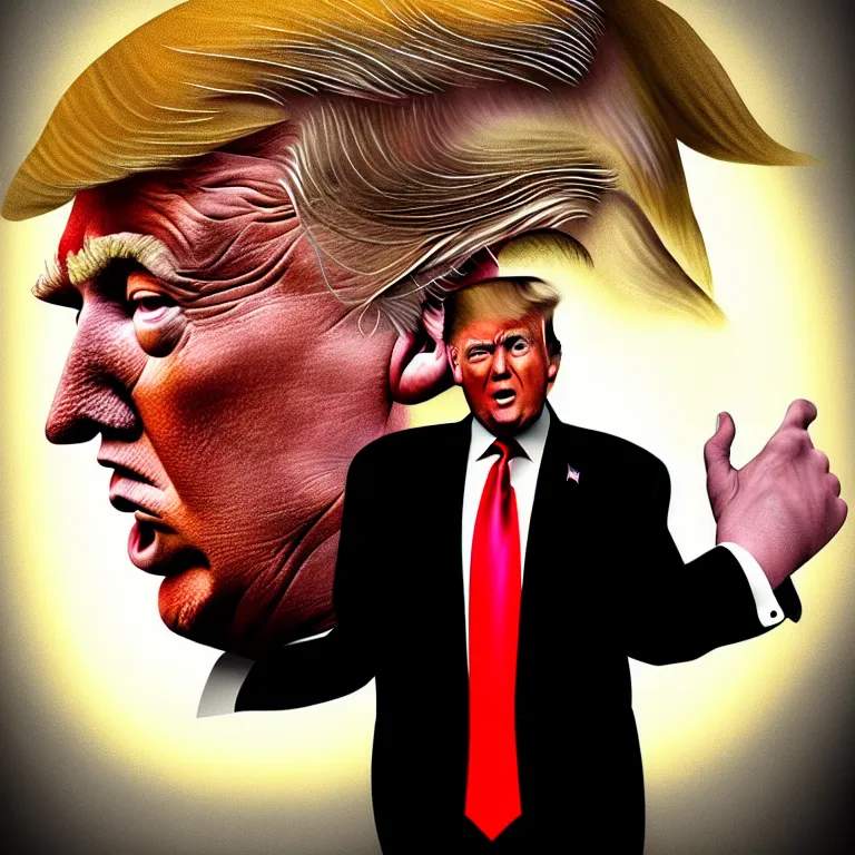 Prompt: epic professional digital art of donald trump, atmospheric lighting, paint and ink, illustrated, detailed, by leesha hannigan, wayne haag, reyna rochin, ignacio fernandez rios, mark ryden, iris van herpen, best on artstation, cgsociety, epic, stunning, gorgeous, much wow, much detail, cinematic, masterpiece