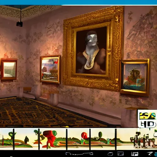 Image similar to the last virtual art museum in a 9 0's video game, made in 1 9 9 0, hd screenshot