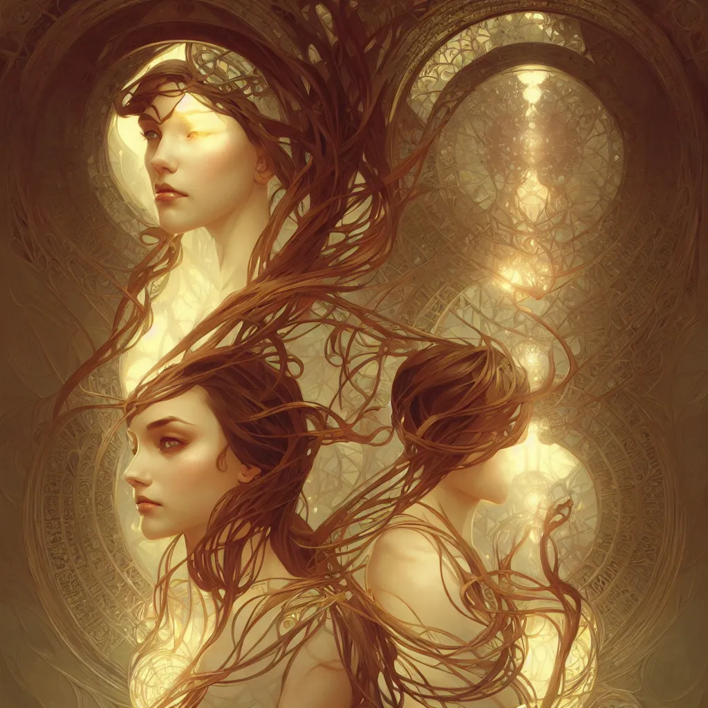 Image similar to symmetry seamless, fantasy, window intricate, elegant, highly detailed, digital painting, artstation, concept art, smooth, sharp focus, illustration, art by artgerm and greg rutkowski and alphonse mucha