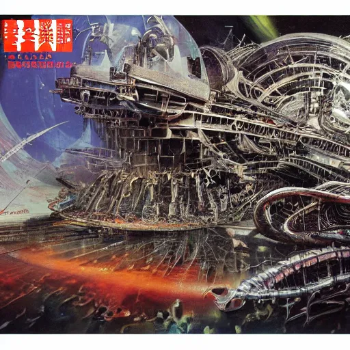 Image similar to album cover art, japanese magazine covers, by daniel kirk, by john berkey, by hr giger, hd, hyper detailed, 4 k