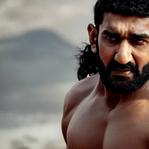 Image similar to film still of amir khan in Baahubali [2017], 4k