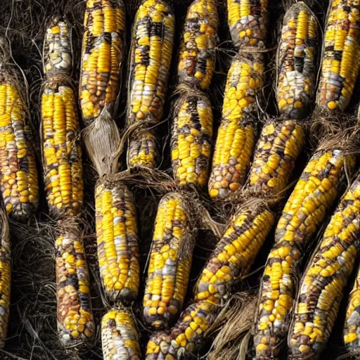 Image similar to corn lich looking down on its army of corn skeletons