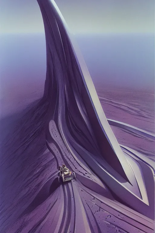 Image similar to emissary zaha hadid by arthur haas and bruce pennington and john schoenherr, cinematic matte painting, 8 k, dark color palate