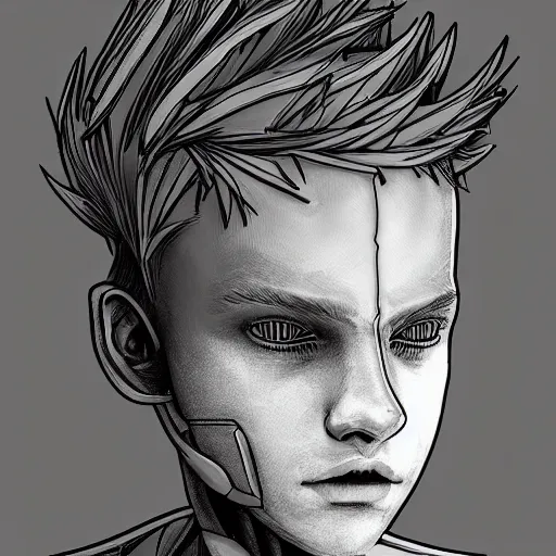 Image similar to beautiful androgynous boy turning into a robot, intricate, hd, high detailed, 4 k,