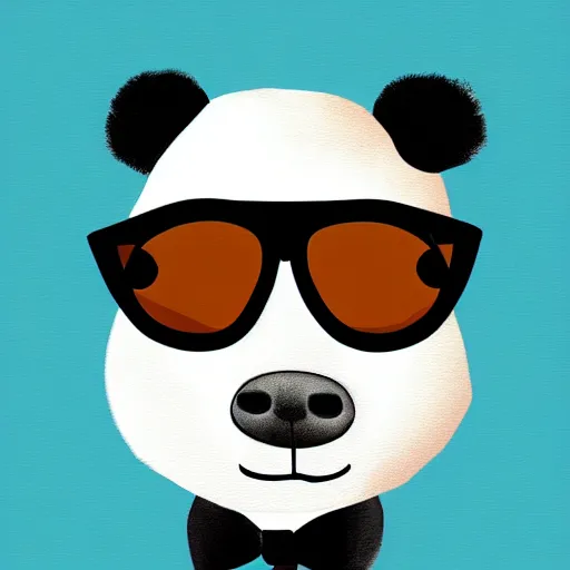 Prompt: a portrait of a panda bear wearing sunglasses and a tuxedo, digital painting by yog joshi