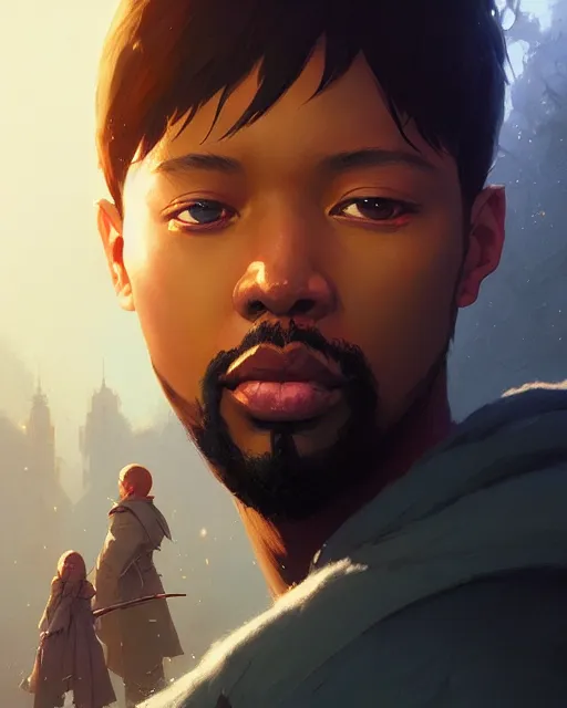 Image similar to portrait of young rza, stephen bliss, unreal engine, fantasy art by greg rutkowski, loish, rhads, ferdinand knab, makoto shinkai and lois van baarle, ilya kuvshinov, rossdraws, tom bagshaw, global illumination, fan art, radiant light, detailed and intricate environment