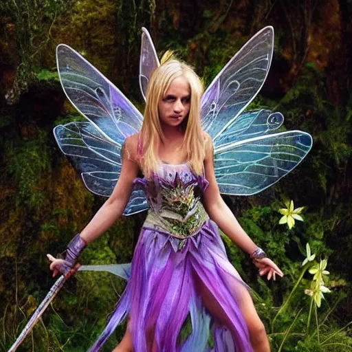 Image similar to photo of a beautiful fairy warrior with crystal armor