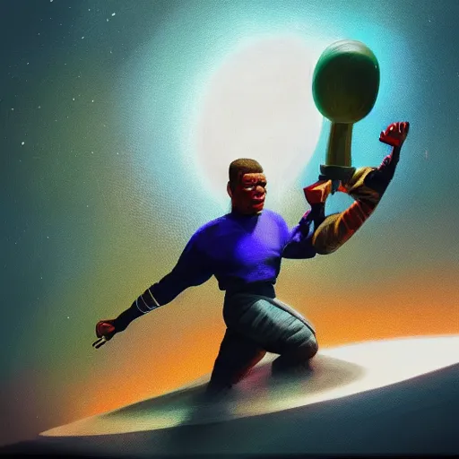 Image similar to a picture of tuvok hitting neelix with a backbreaker, intricate, highly detailed, digital painting, artstation, concept art, 4 k