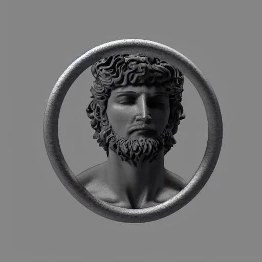 Image similar to a neon ring around a 3 d render of the statue of david, in the style of michelangelo