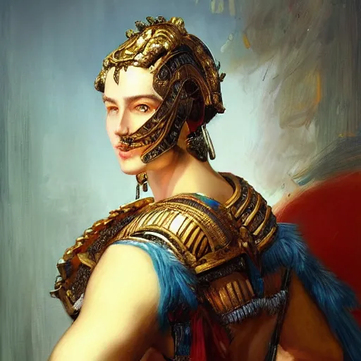 Image similar to portrait of an ancient roman character in incredible rich ornate armor, by ilya kuvshinov, by thomas lawrence, by bayard wu, trending on artstation, masterpiece