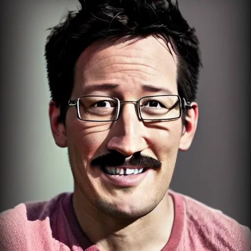 Image similar to A colored colorized real photograph of Markiplier as an elderly guy, taken in the early 2020s, taken on a 2010s Camera, realistic, hyperrealistic, very realistic, very very realistic, highly detailed, very detailed, extremely detailed, detailed, digital art, trending on artstation, headshot and bodyshot, detailed face, very detailed face, very detailed face, real, real world, in real life, realism, HD Quality, 8k resolution, intricate details, colorized photograph, colorized photon, body and headshot, body and head in view