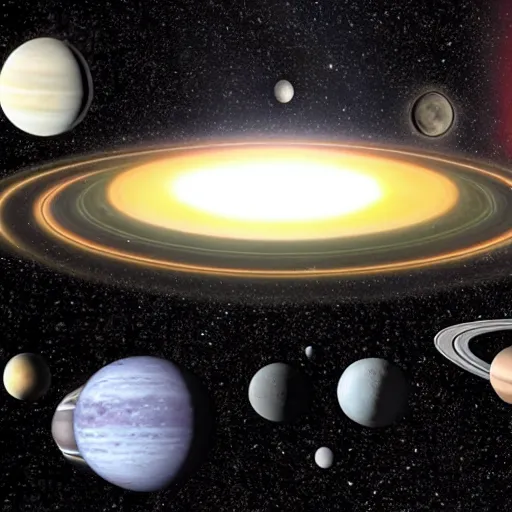 Prompt: a solar system with two nearby planets that are habitable