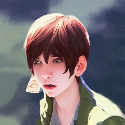 Prompt: a fantastic portrait of a boy character in a scenic environment by Ilya Kuvshinov