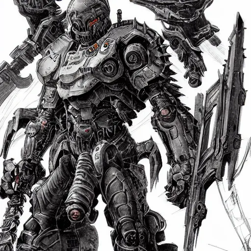 Image similar to doom slayer, tsutomu nihei art