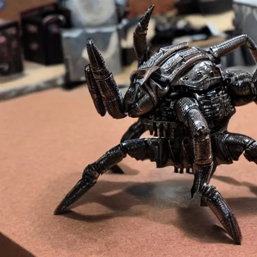 Prompt: a giant metal scorpion with tank armor and guns for claws