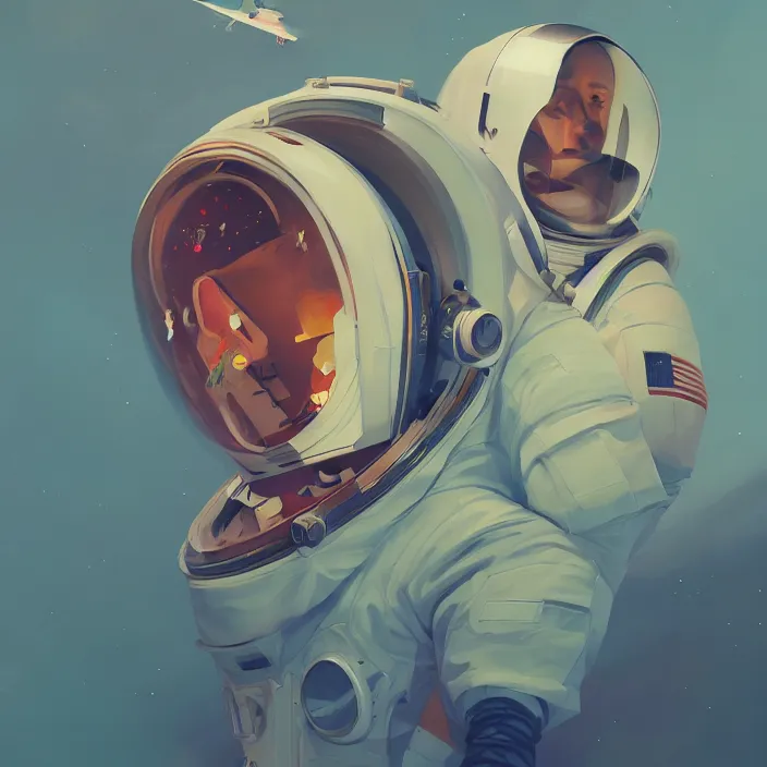 Image similar to a beautiful painting of an astronaut by sergey kolesov and sachin teng and pascal blanche. in style of digital art. colorful comic, symmetry, hyper detailed. octane render. trending on artstation