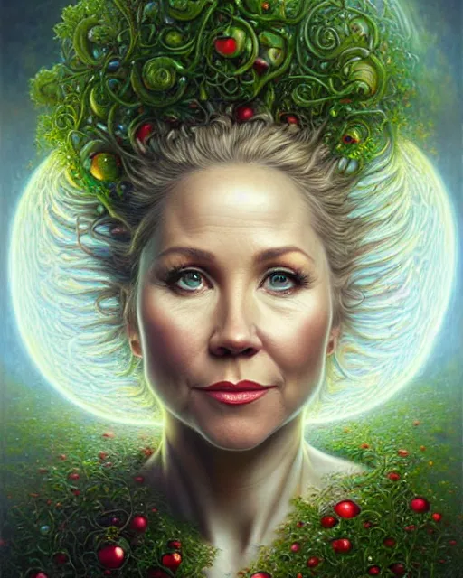 Image similar to detailed portrait of christina applegate apple!! intricate gate!! by tomasz alen kopera and peter mohrbacher and johanna martine! and margaret keane! coherent luminescent