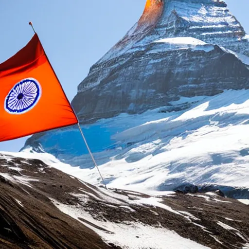 Prompt: indian flag projected on the matterhorn