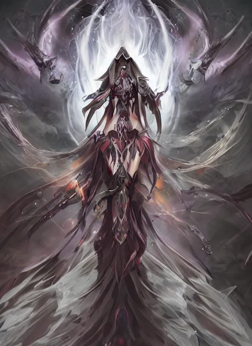 Prompt: splashart of the goddess of death