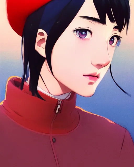 Image similar to girl with a beret | | very very anime!!!, fine - face, audrey plaza, realistic shaded perfect face, fine details. anime. realistic shaded lighting poster by ilya kuvshinov katsuhiro otomo ghost - in - the - shell, magali villeneuve, artgerm, jeremy lipkin and michael garmash and rob rey