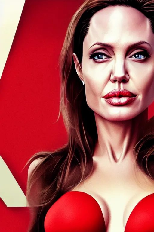 Prompt: pregnant angelina jolie in a red bikini, realistic portrait, symmetrical, highly detailed, smooth, sharp focus, hdr 4 k film screenshot