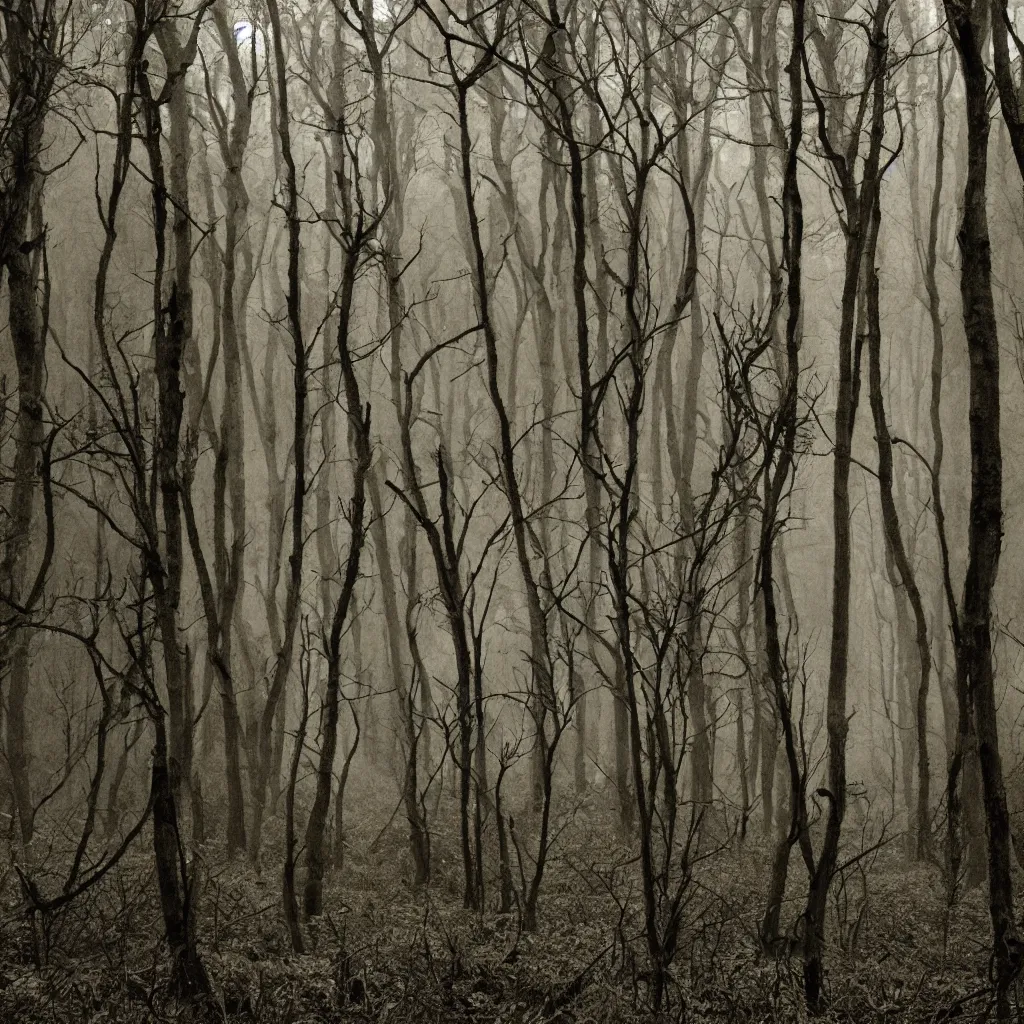 Prompt: Dark and macabre forest