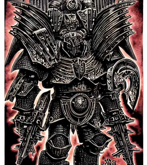 Image similar to wh 4 0 k chaos lord knight, metal couture by yuko shimizu