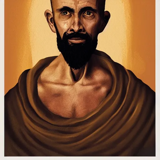 Image similar to portait of a monk, in the style of Ben Bauchau, artstation