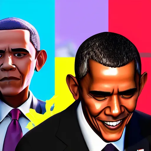 Image similar to barack obama in fortnite, battle royale, 3 d render, blender, colorful, vivid