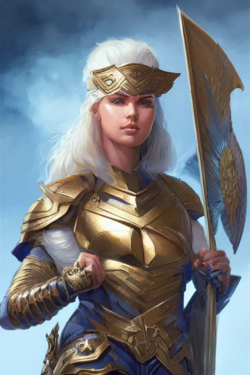 Image similar to amazon valkyrie athena, d & d, fantasy, portrait, highly detailed, headshot, digital painting, trending on artstation, concept art, sharp focus, illustration, art by artgerm and greg rutkowski and magali villeneuve