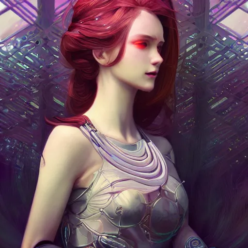 Image similar to portrait futuristic goddess at future neon light tokyo rooftop, sci - fi and fantasy, intricate and very very beautiful and elegant, highly detailed, digital painting, artstation, concept art, smooth and sharp focus, illustration, art by tan zi and ayanamikodon and alphonse mucha and wlop