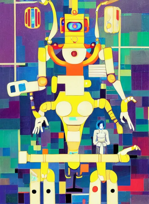 Image similar to professional art magazine photograph of a surreal contemporary art sculpture of a modular robot, by jack gaughan, by hikari shimoda, by masaaki yuasa