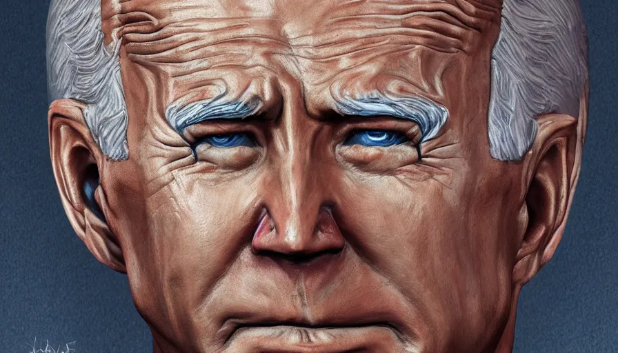 Image similar to Hand painted bust of Joe Biden, hyperdetailed, artstation, cgsociety, 8k