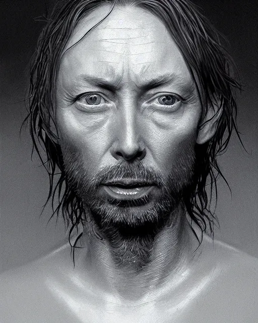 Prompt: thom yorke, hyper realistic face, beautiful eyes, fantasy art, in the style of greg rutkowski, intricate, hyper detailed, smooth