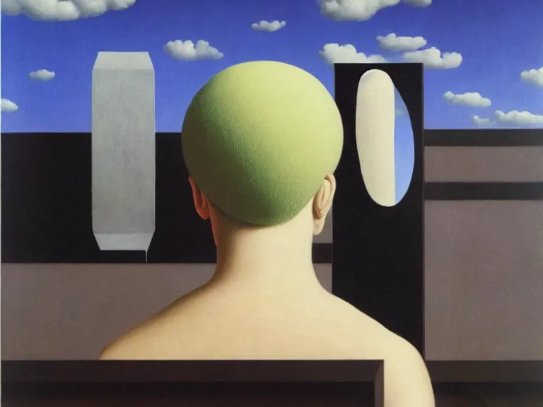 Prompt: life, painting by rene magritte, high detail, high resolution