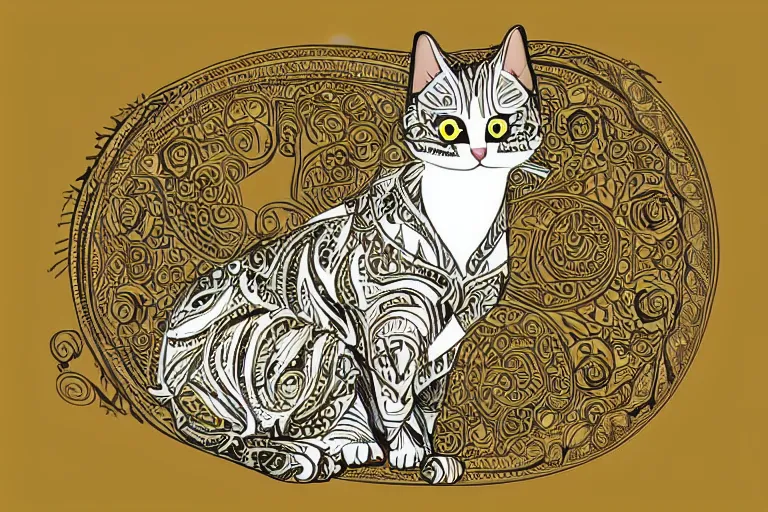 Image similar to a vector illustration of a cat goddess, highly detailed, elegant, intricate