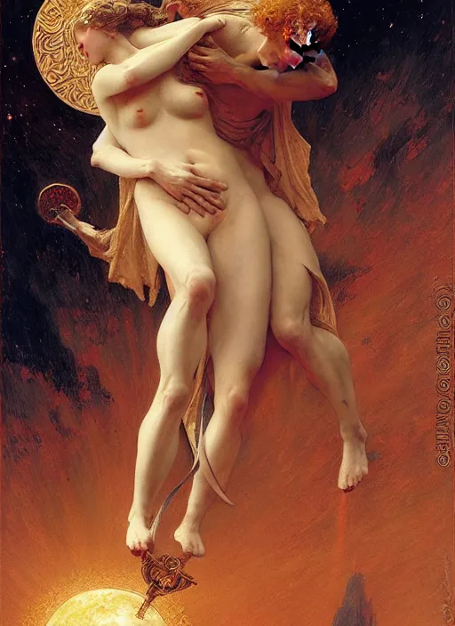 Prompt: the third sphere, venus : the lovers from dante's divine comedy. highly detailed painting by gaston bussiere, craig mullins, j. c. leyendecker 8 k