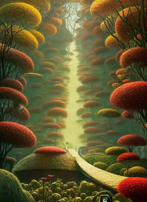 Image similar to hyper detailed 3d render like a Oil painting - the secret garden by Jacek Yerka, Mariusz Lewandowski, Abstract brush strokes, Masterpiece, Edward Hopper and James Gilleard, Zdzislaw Beksinski, Mark Ryden, Wolfgang Lettl, hints of Yayoi Kasuma, octane render, 8k