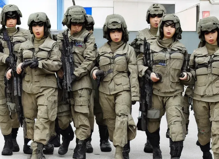 Prompt: female cybernetic south korean counterterrorist unit 7 0 7 th special mission group, tactical training