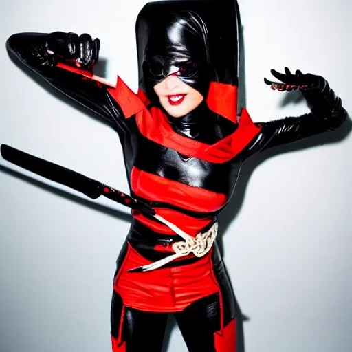 Image similar to photo portrait of beautiful ninja woman, by terry richardson