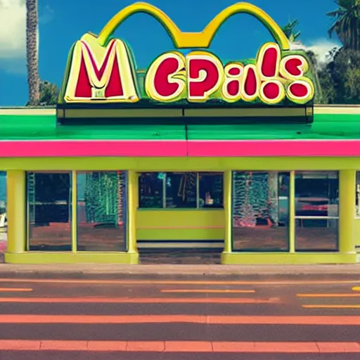 Prompt: McDonald's vaporwave aesthetic